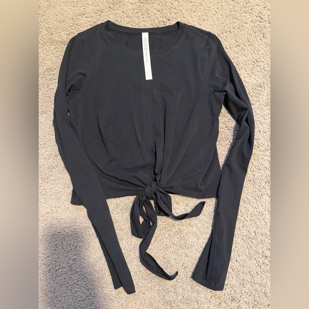 lululemon athletica Black Tie-Front Long Sleeve Top